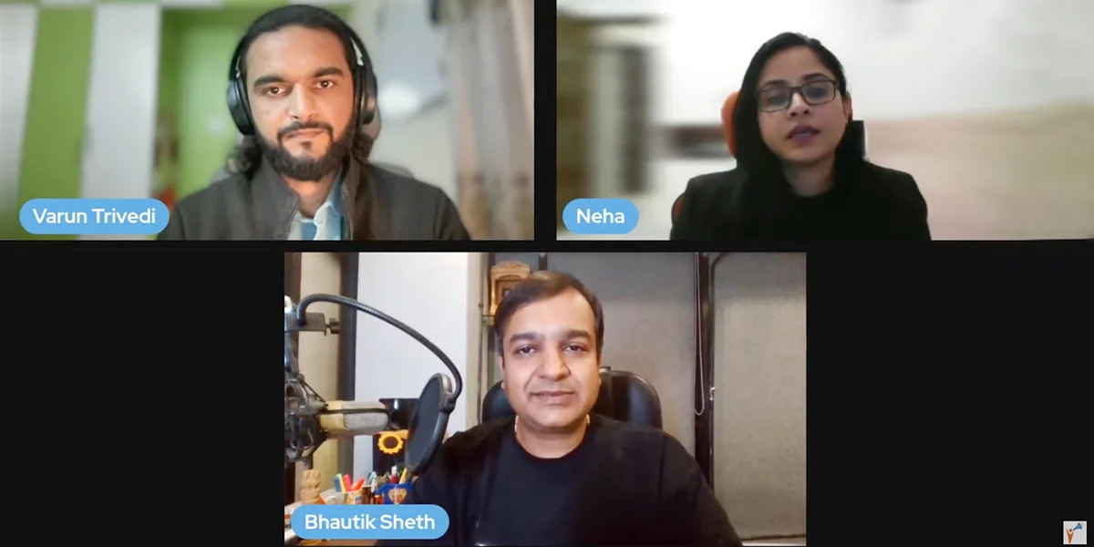 Digital Marketing Day-Panelist Varun Trivadi, Neha Saxena with panel moderator Bhautik Sheth